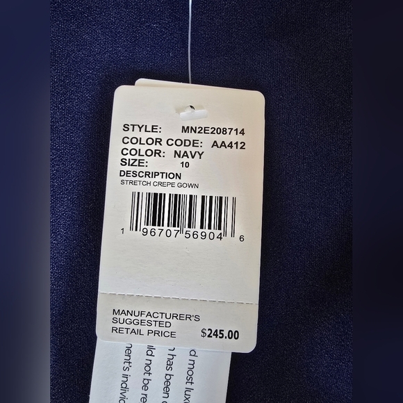 Adrianna Papell Stretch Crepe Off The Shoulder Long Column Gown With Bows Sz 10. - Picture 9 of 10